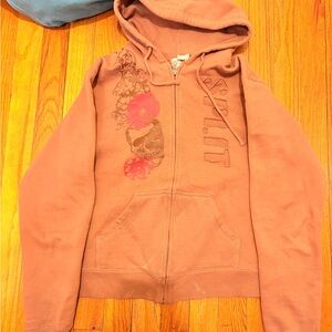 Split Women's Hoodie in Brown and Red